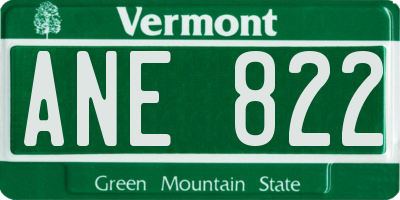 VT license plate ANE822