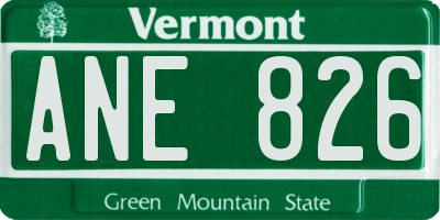 VT license plate ANE826