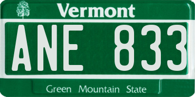 VT license plate ANE833
