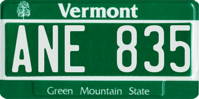 VT license plate ANE835