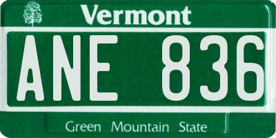 VT license plate ANE836