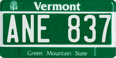 VT license plate ANE837