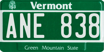 VT license plate ANE838