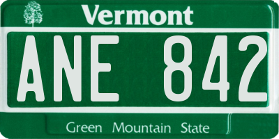 VT license plate ANE842