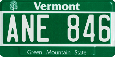 VT license plate ANE846