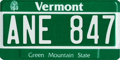 VT license plate ANE847