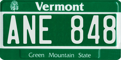 VT license plate ANE848