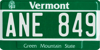VT license plate ANE849