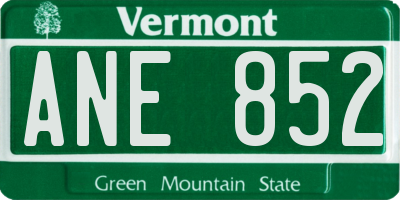 VT license plate ANE852