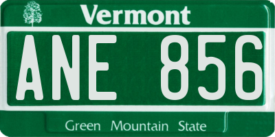 VT license plate ANE856