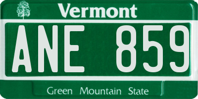 VT license plate ANE859