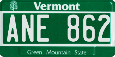 VT license plate ANE862