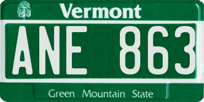 VT license plate ANE863