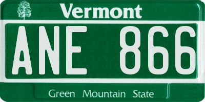 VT license plate ANE866