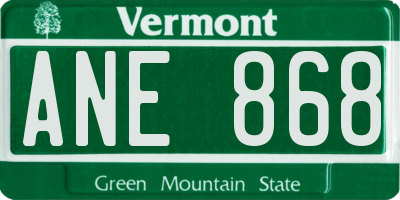 VT license plate ANE868