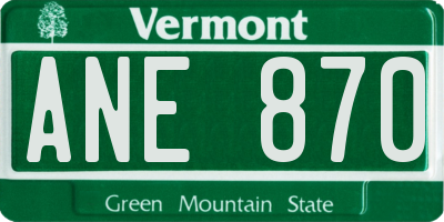 VT license plate ANE870