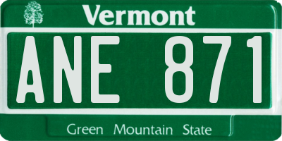 VT license plate ANE871
