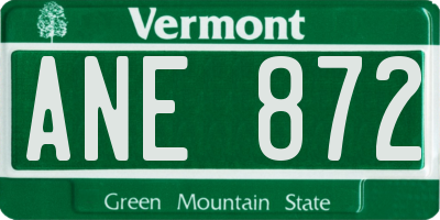 VT license plate ANE872