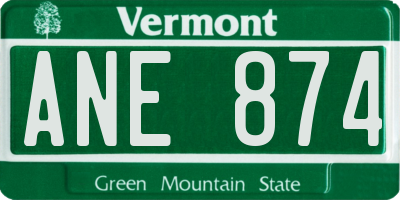 VT license plate ANE874