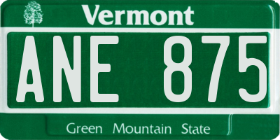 VT license plate ANE875