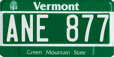 VT license plate ANE877