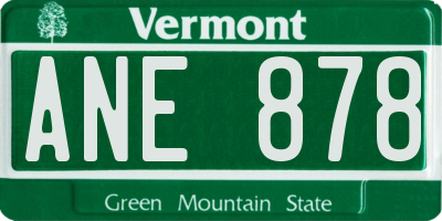 VT license plate ANE878
