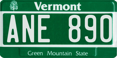 VT license plate ANE890