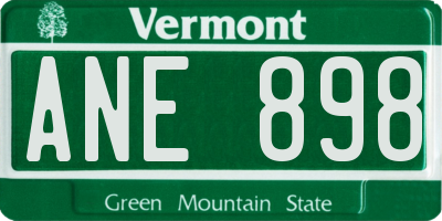 VT license plate ANE898