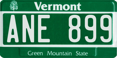 VT license plate ANE899