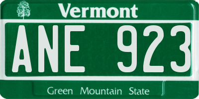 VT license plate ANE923