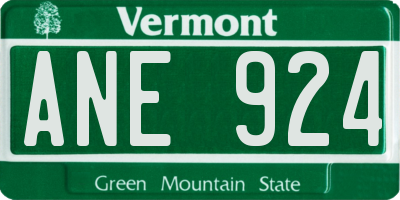 VT license plate ANE924