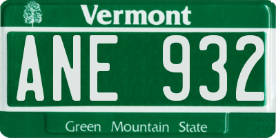 VT license plate ANE932
