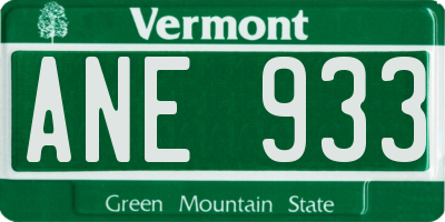 VT license plate ANE933
