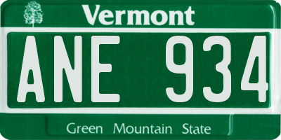 VT license plate ANE934