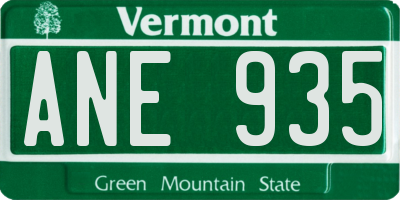 VT license plate ANE935