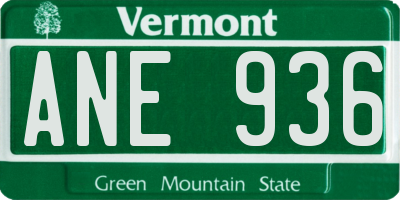 VT license plate ANE936