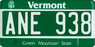 VT license plate ANE938