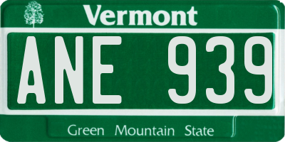 VT license plate ANE939