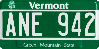 VT license plate ANE942
