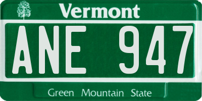 VT license plate ANE947
