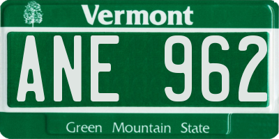 VT license plate ANE962