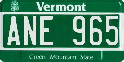 VT license plate ANE965