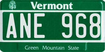 VT license plate ANE968