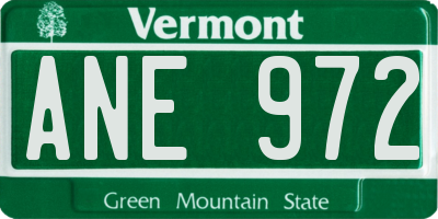 VT license plate ANE972