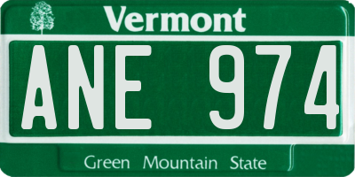 VT license plate ANE974