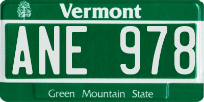 VT license plate ANE978