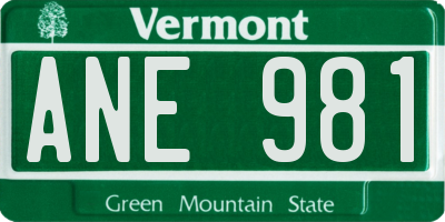 VT license plate ANE981