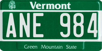 VT license plate ANE984