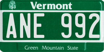 VT license plate ANE992