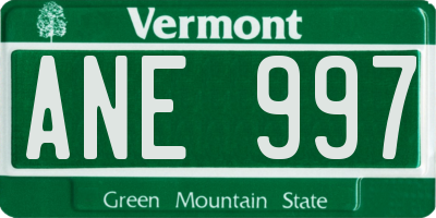 VT license plate ANE997